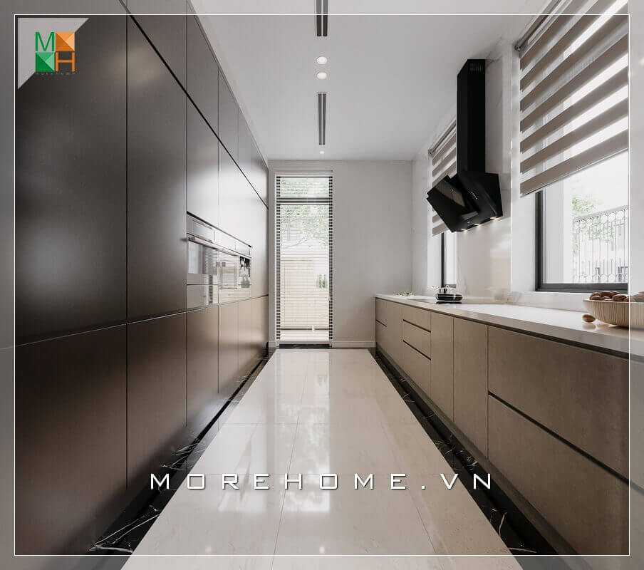 Mẫu thiết kế phòng bếp với hệ tủ bếp chữ bằng gỗ công nghiệp cho chung cư, nhà phố, biệt thự hiện đại Thiết kế phòng bếp, tủ bếp đẹp