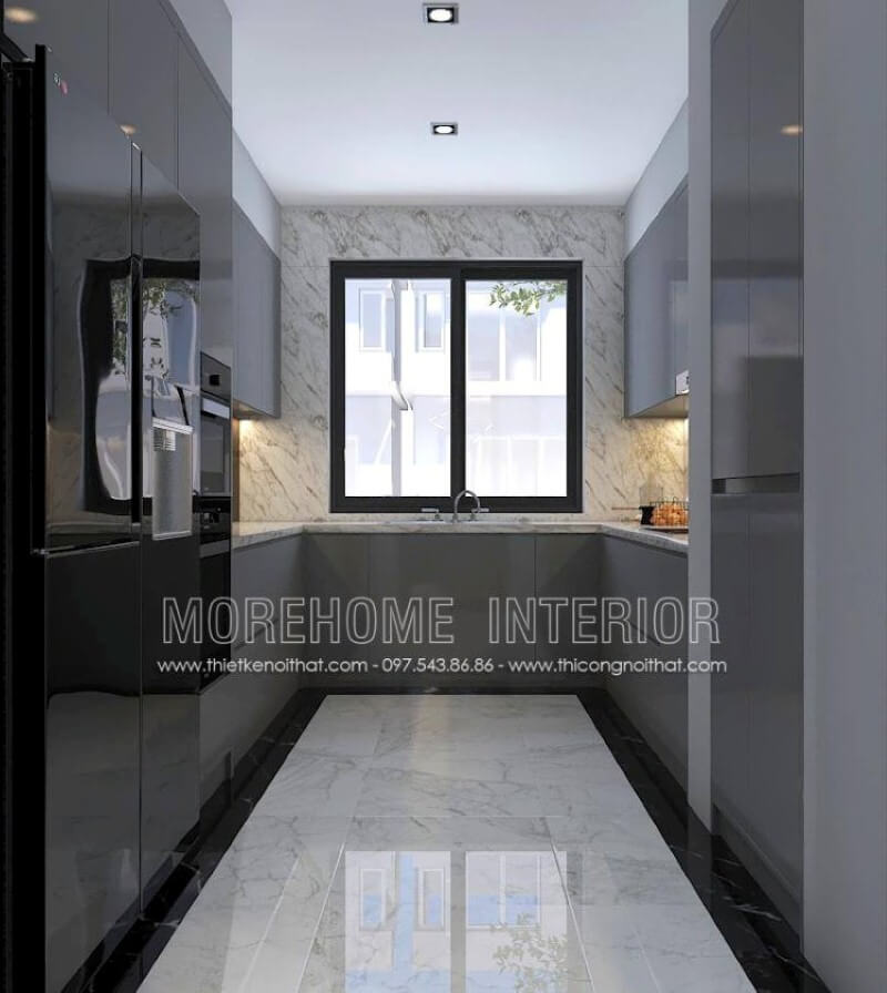 Đối với không gian bếp hiện đại không được lớn, mẫu tủ bếp chữ U gỗ công nghiệp acrylic màu xám là lựa chọn không thể hơn, đặc biệt phù hợp với các không gian chung cư, biệt thự, nhà phố. Tủ bếp hiện đại, tủ bếp chữ u, tủ bếp chữ i, tủ bếp chữ l