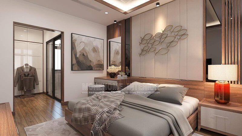 Bố trí phòng ngủ con trai mới lớn khép kín theo phong cách hiện đại được bố trí khá tinh gọn và sang trọng bởi kiến trúc sư Morehome, ngoài ra còn rất nhiều ý tưởng tuyệt vời hơn nữa quý vị nên tham khảo tại website:thietkenoithat.com Thiết kế phòng ngủ biệt thự