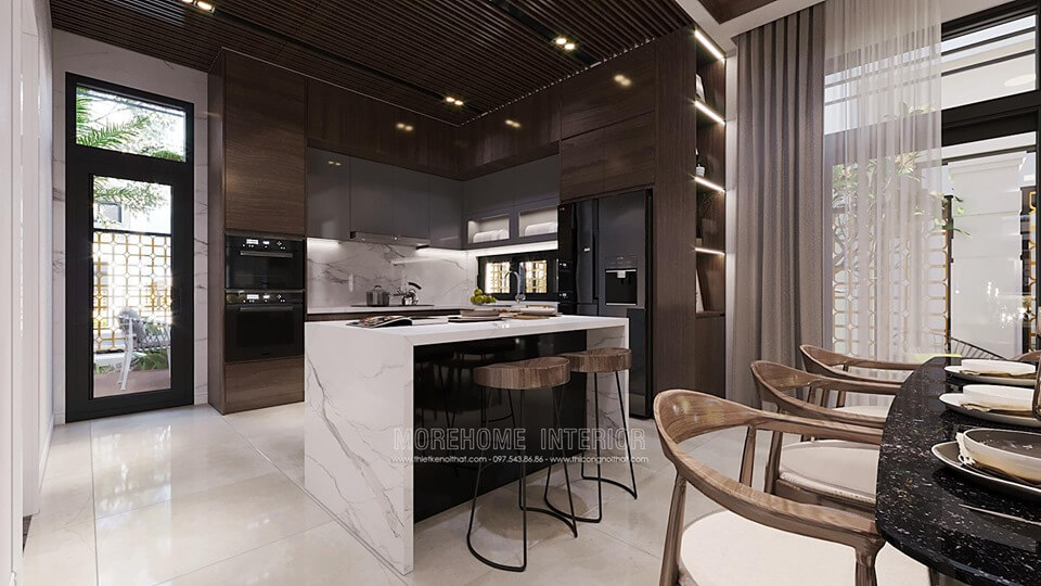 Mẫu thiết kế nội thất phòng bếp sang trọng cho biệt thự tại Hà Nội, Đà Nẵng, Hải Phòng, Tp HCM Thiết kế phòng bếp đẹp
