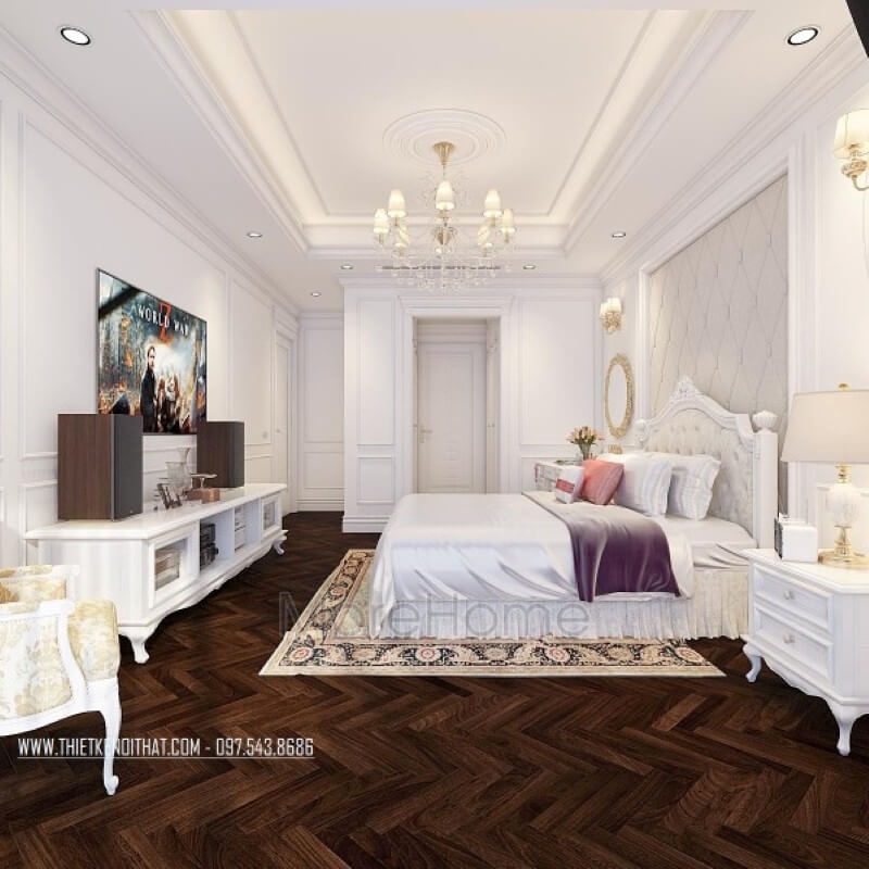 Mẫu giường ngủ gỗ tự nhiên được coi là điểm nhấn ấn tượng của không gian phòng ngủ