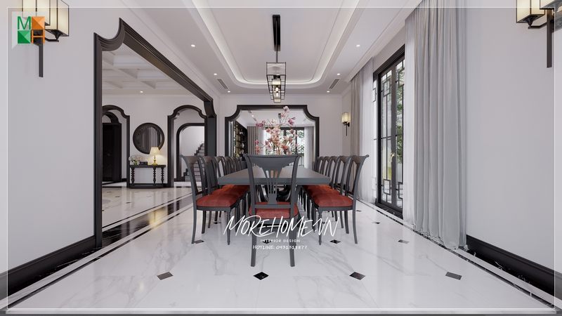 Mang sự tinh tế và ấm áp đến với không gian sống của gia đình bằng mẫu thiết kế phòng ăn đẹp sang trọng mang phong cách thiết kế Indochine.