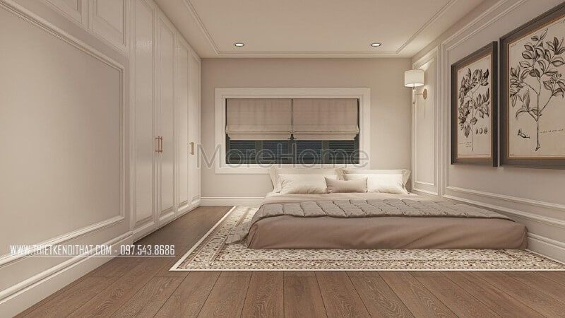 Thiết kế nội thất phòng ngủ hiện đại, nhẹ nhàng tạo sự thoải mái cho gia chủ, thích hợp dùng cho phòng ngủ của ông bà
