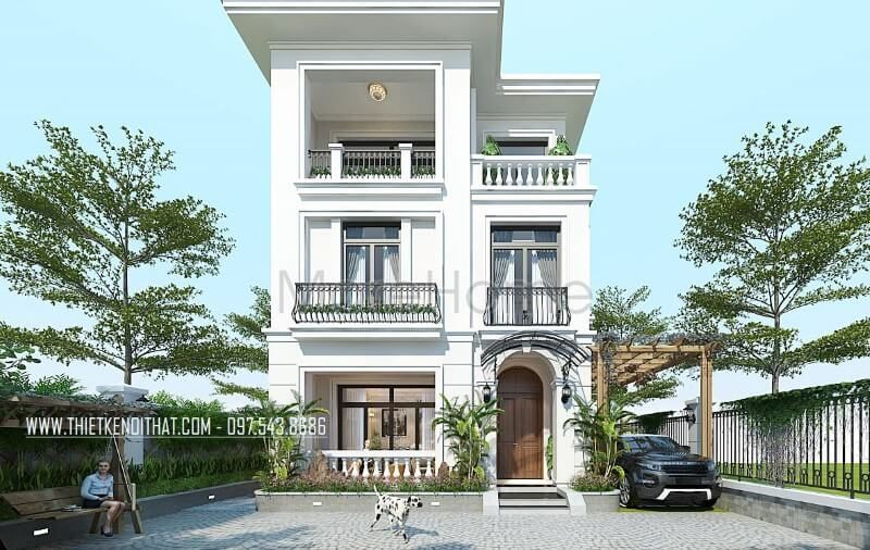 Mẫu thiết kế kiến trúc biệt thự hiện đại 3 tầng Vinhomes Greenbay đẹp, sang trọng, cao cấp ở Hà Nội
