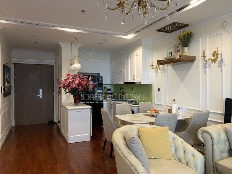 Công trình sản phẩm thi công nội thất chung cư Vinhomes Nguyễn Chí Thanh, quận Đống Đa, Hà Nội phong cách tân cổ điển chất lượng đẹp