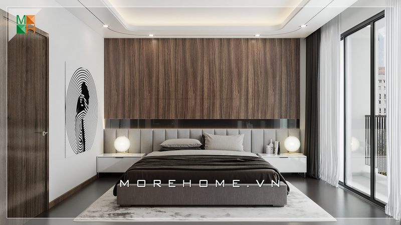 Ấn tượng với mẫu gỗ ốp tường đầu giường ngủ hiện đại sang trọng