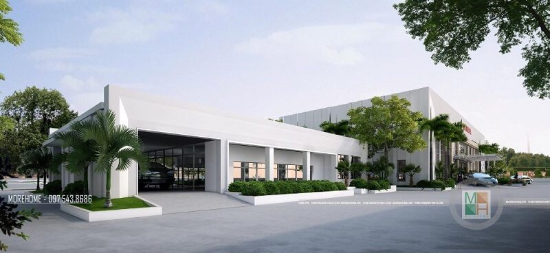 Mẫu thiết kế kiến trúc đẹp cho trung tâm văn phòng sát hạch lái xe Honda theo phong cách hiện đại
